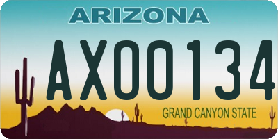 AZ license plate AXO0134
