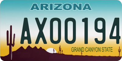 AZ license plate AXO0194