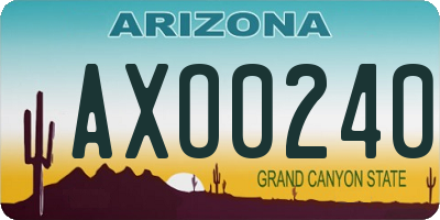AZ license plate AXO0240