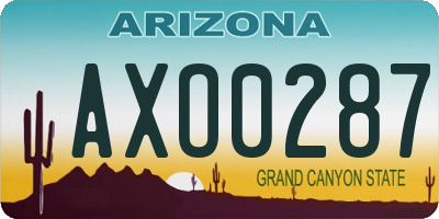 AZ license plate AXO0287