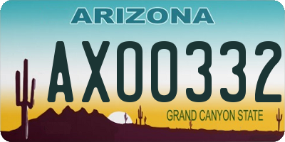 AZ license plate AXO0332