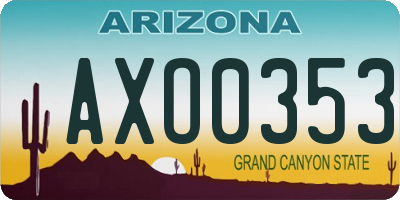 AZ license plate AXO0353