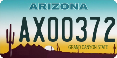 AZ license plate AXO0372