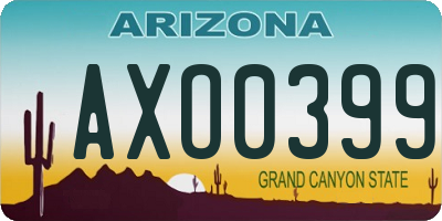 AZ license plate AXO0399