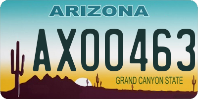 AZ license plate AXO0463