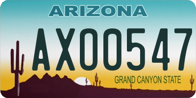 AZ license plate AXO0547