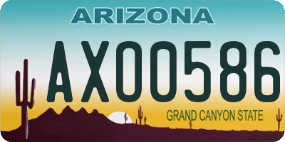 AZ license plate AXO0586