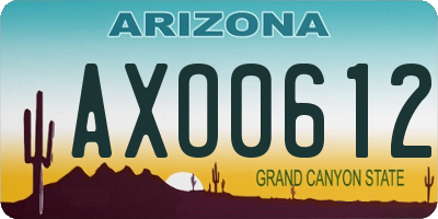 AZ license plate AXO0612