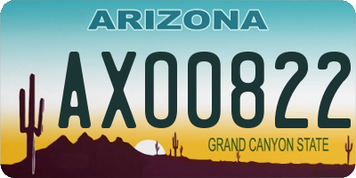 AZ license plate AXO0822