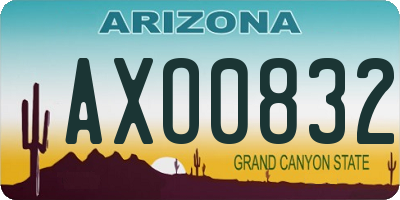 AZ license plate AXO0832