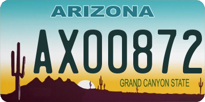 AZ license plate AXO0872