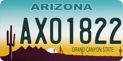 AZ license plate AXO1822