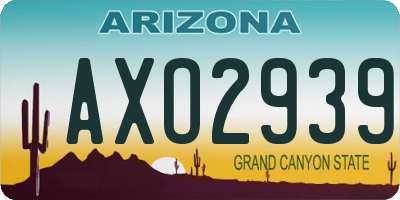 AZ license plate AXO2939
