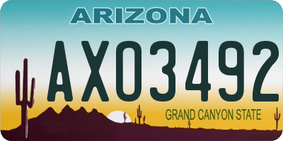 AZ license plate AXO3492