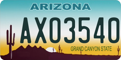 AZ license plate AXO3540