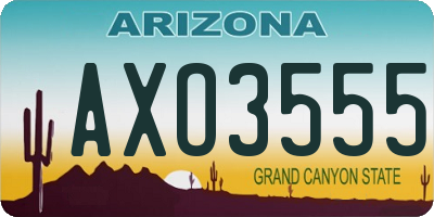 AZ license plate AXO3555