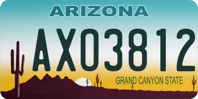 AZ license plate AXO3812