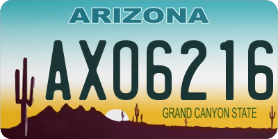 AZ license plate AXO6216