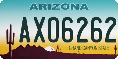 AZ license plate AXO6262
