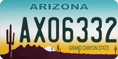 AZ license plate AXO6332