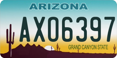 AZ license plate AXO6397