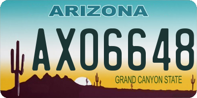 AZ license plate AXO6648
