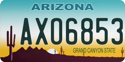 AZ license plate AXO6853