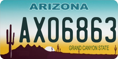 AZ license plate AXO6863