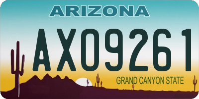 AZ license plate AXO9261