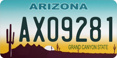 AZ license plate AXO9281