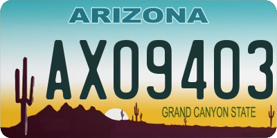 AZ license plate AXO9403