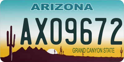 AZ license plate AXO9672