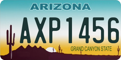 AZ license plate AXP1456