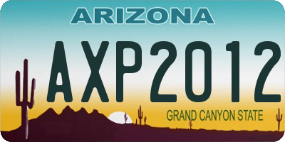 AZ license plate AXP2012