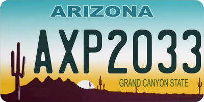 AZ license plate AXP2033