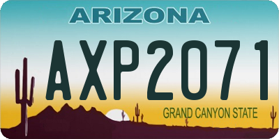 AZ license plate AXP2071