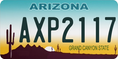 AZ license plate AXP2117