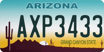 AZ license plate AXP3433