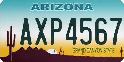AZ license plate AXP4567