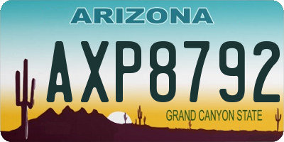AZ license plate AXP8792