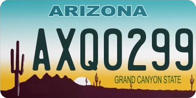 AZ license plate AXQ0299