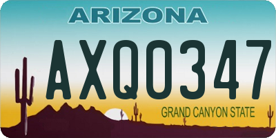 AZ license plate AXQ0347