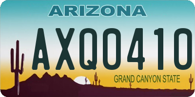 AZ license plate AXQ0410