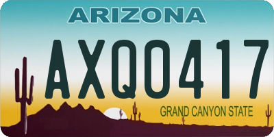 AZ license plate AXQ0417