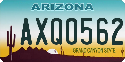 AZ license plate AXQ0562