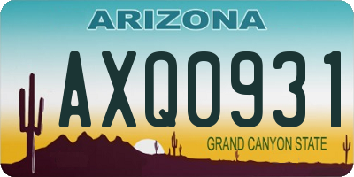 AZ license plate AXQ0931