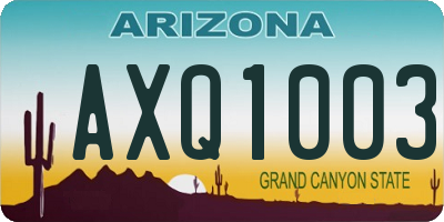 AZ license plate AXQ1003