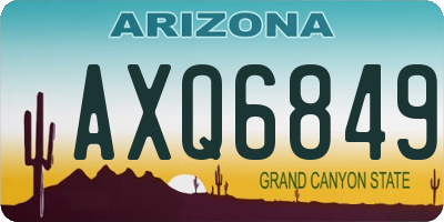 AZ license plate AXQ6849