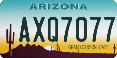 AZ license plate AXQ7077