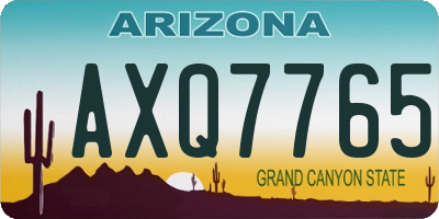 AZ license plate AXQ7765